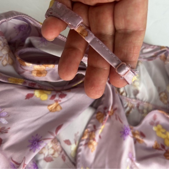 Hippie Rose Lavender Satin Floral Slip Midi Dress Fairy Babydoll Y2k Cocktail XL - Picture 9 of 13